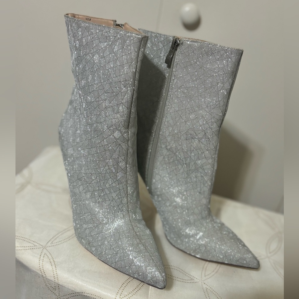 Silver boots worn once